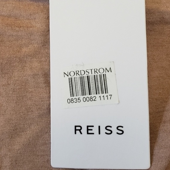NEW Reiss Tora Ruched Jersey Body-Con Wool Viscose Knit Dress Blush Size Large - Picture 4 of 9
